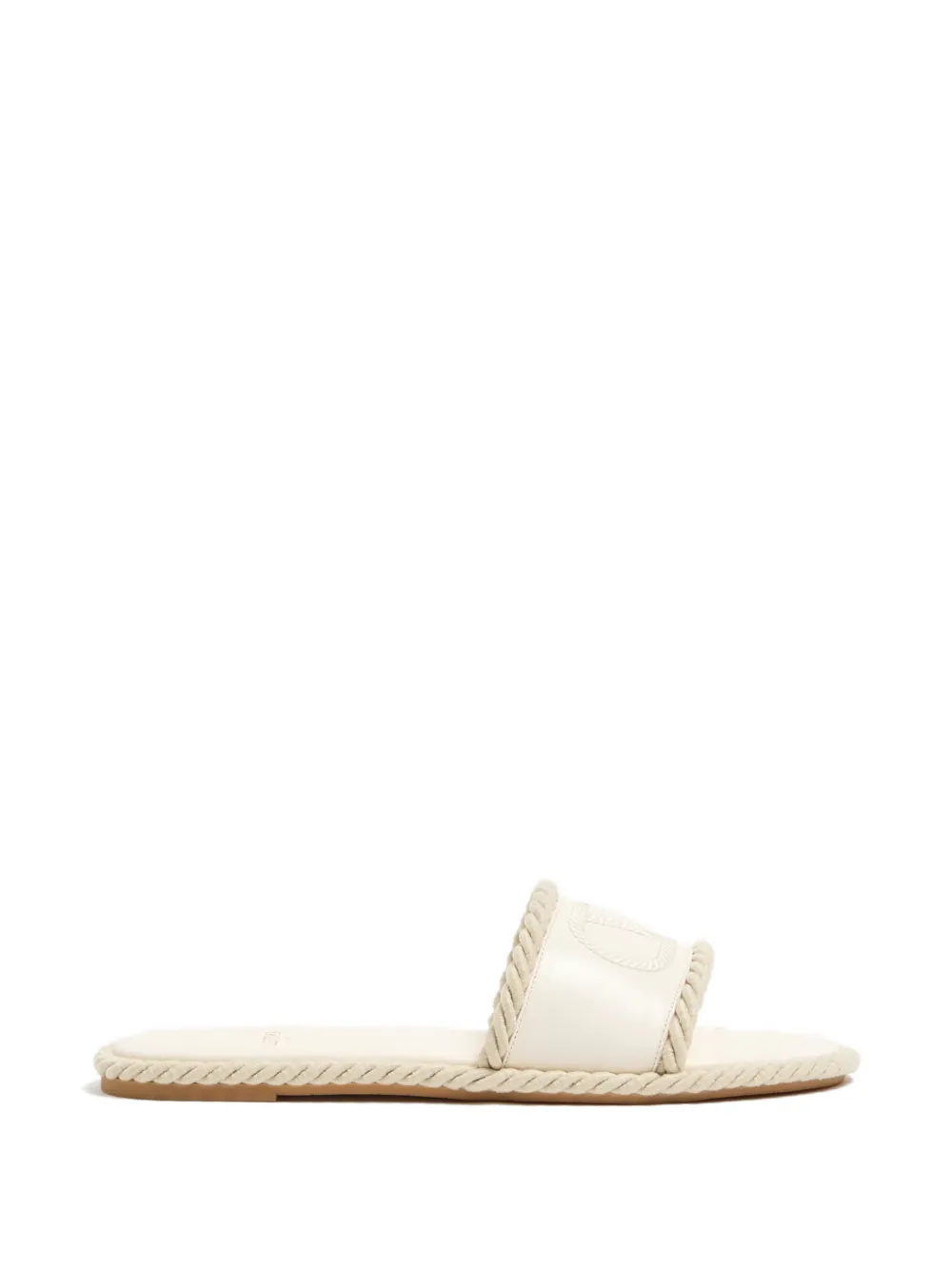 Valentino Garavani Vlogo Torchon slide sandals in nappa leather - Toni neutri