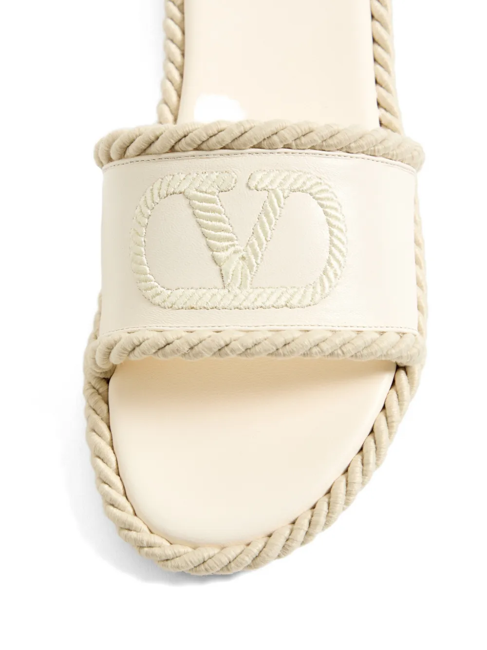 Valentino Garavani Vlogo Torchon slide sandals in nappa leather Beige