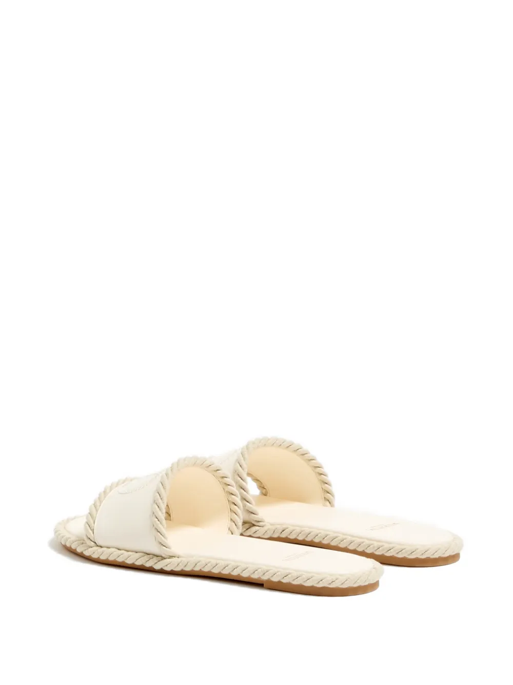 Valentino Garavani Vlogo Torchon slide sandals in nappa leather Beige