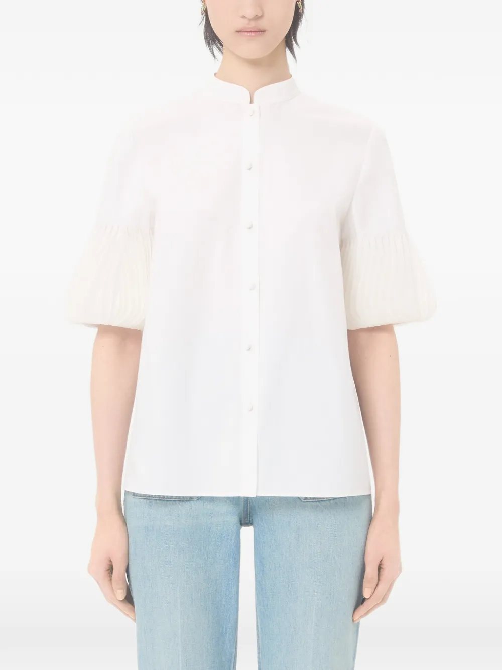 embroidered cotton popeline shirt