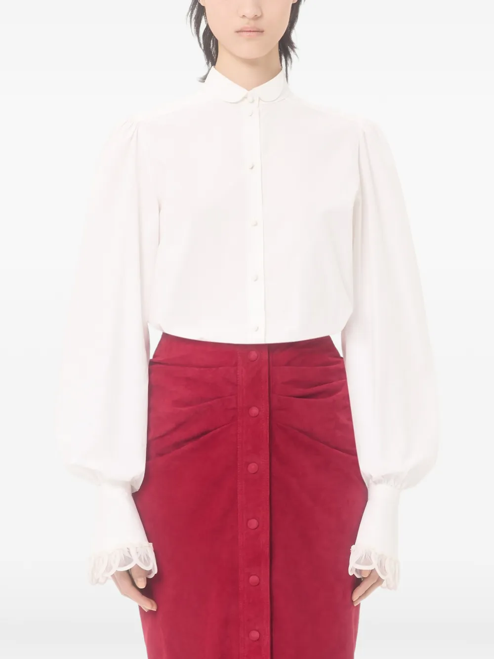 Valentino Garavani Blouse met flared manchetten en borduurwerk Wit