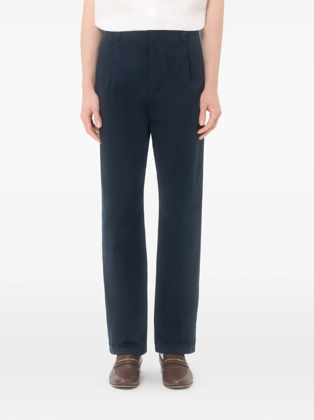 Valentino Garavani Broek van katoenen gabardine met VLogo-borduurwerk Blauw