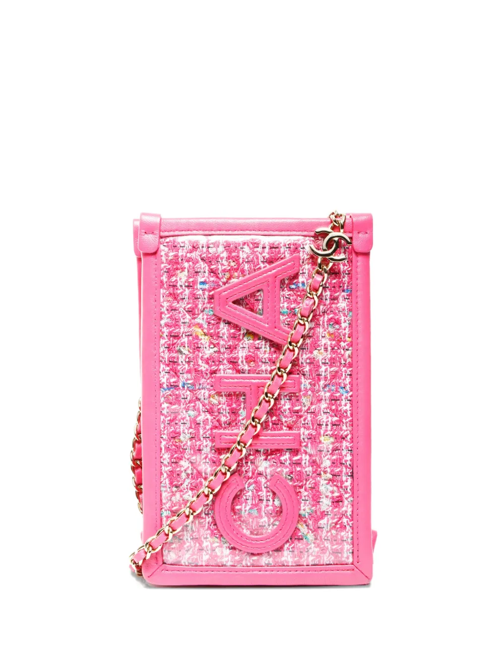 CHANEL Pre-Owned 2019 logo chain crossbody bag - Rosa