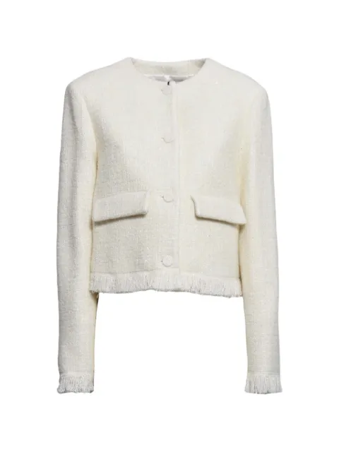 MSGM fringed flap-pockets tweed jacket