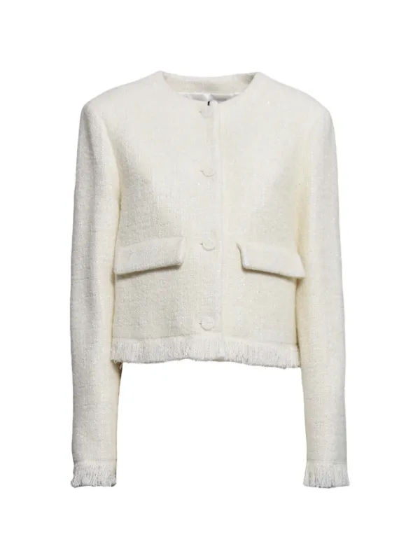 MSGM コットンツイードジャケット MSGM フリンジ ツイードジャケット | ニュートラル | FARFETCH JP