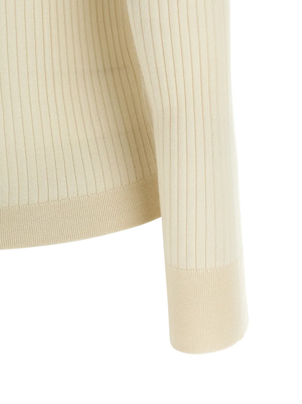 Max Mara Geribbelde polotop met knopen Beige