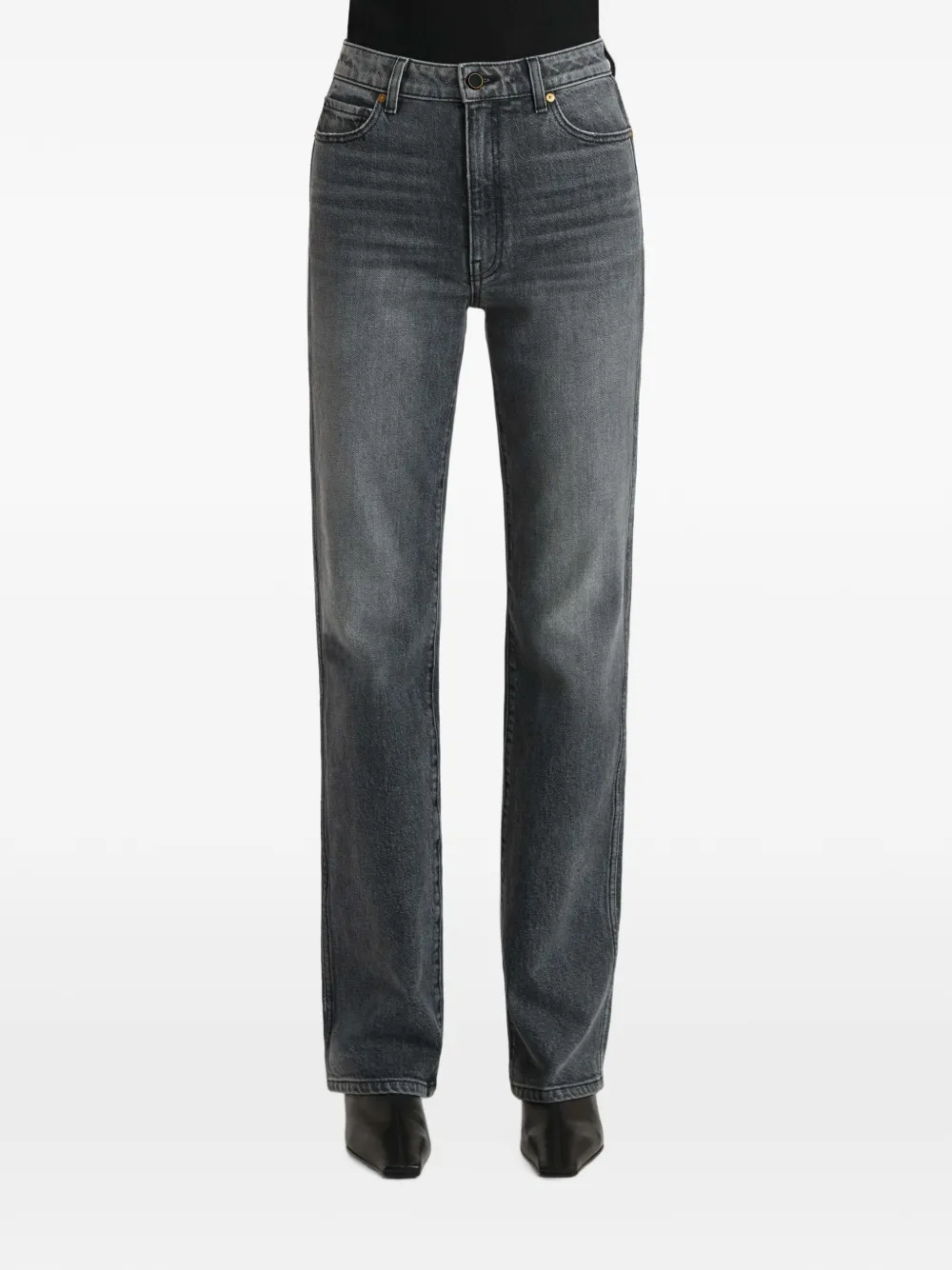 KHAITE Straight jeans met stonewashed-effect Grijs