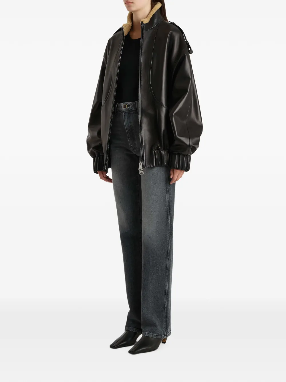 KHAITE Straight jeans met stonewashed-effect Grijs