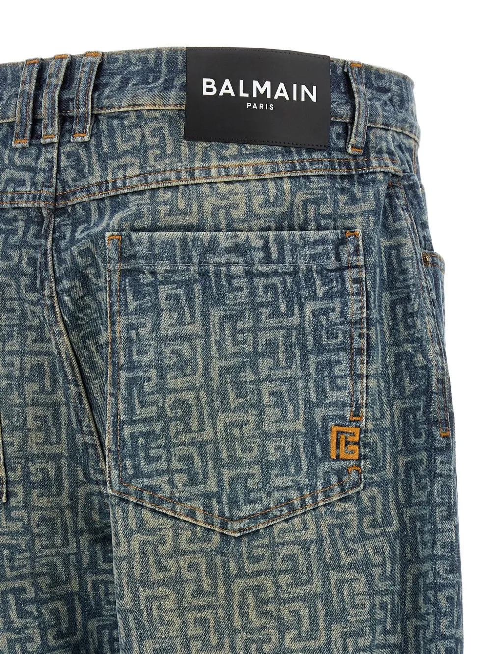 Balmain Jeans met stonewashed effect en monogram Blauw