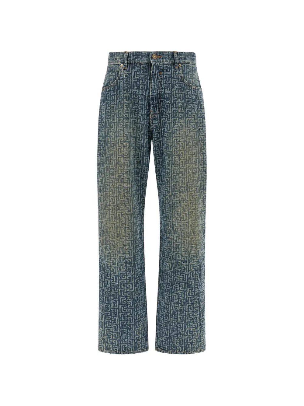 Balmain monogram stonewashed jeans - Blu