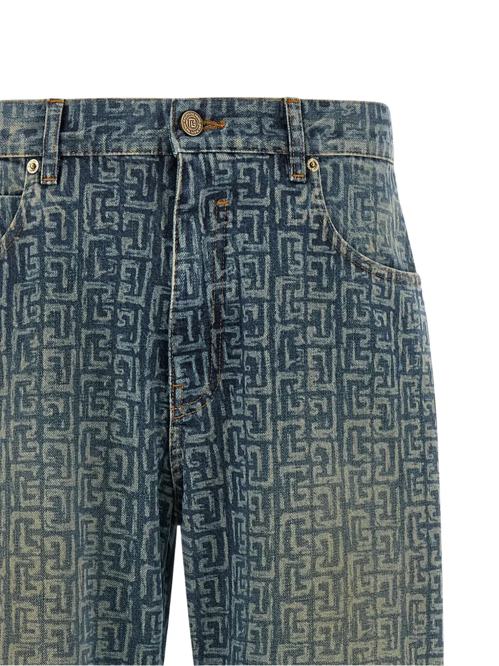  Balmain Monogram Stonewashed Jeans - Blue 