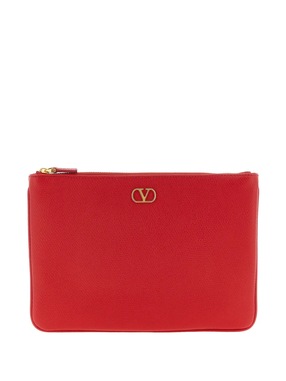 Valentino Garavani Llogo Signature Leather Clutch Bag In Red