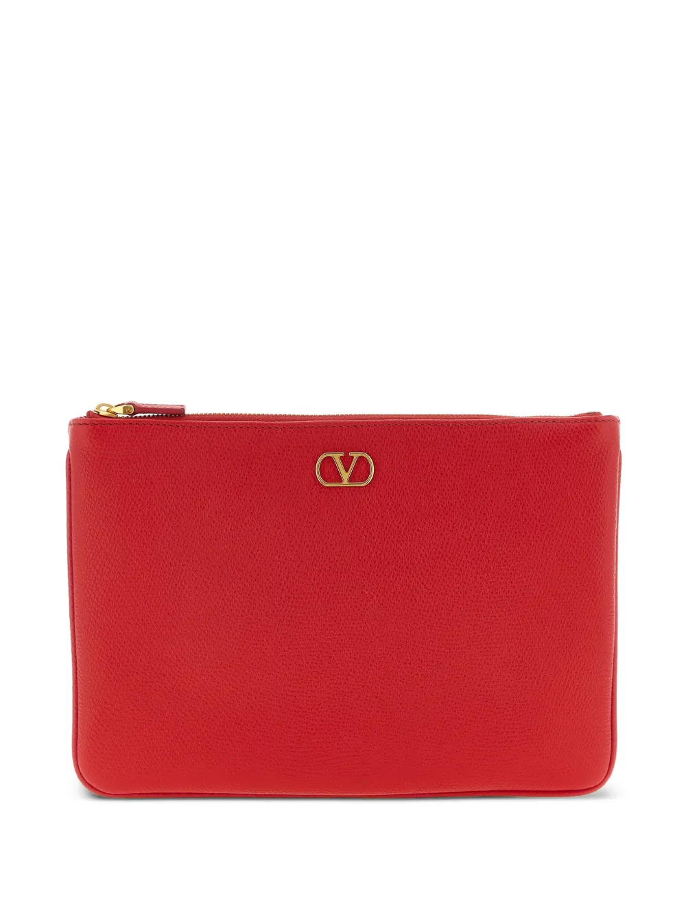 Valentino Garavani Llogo Signature leather clutch bag - Rosso
