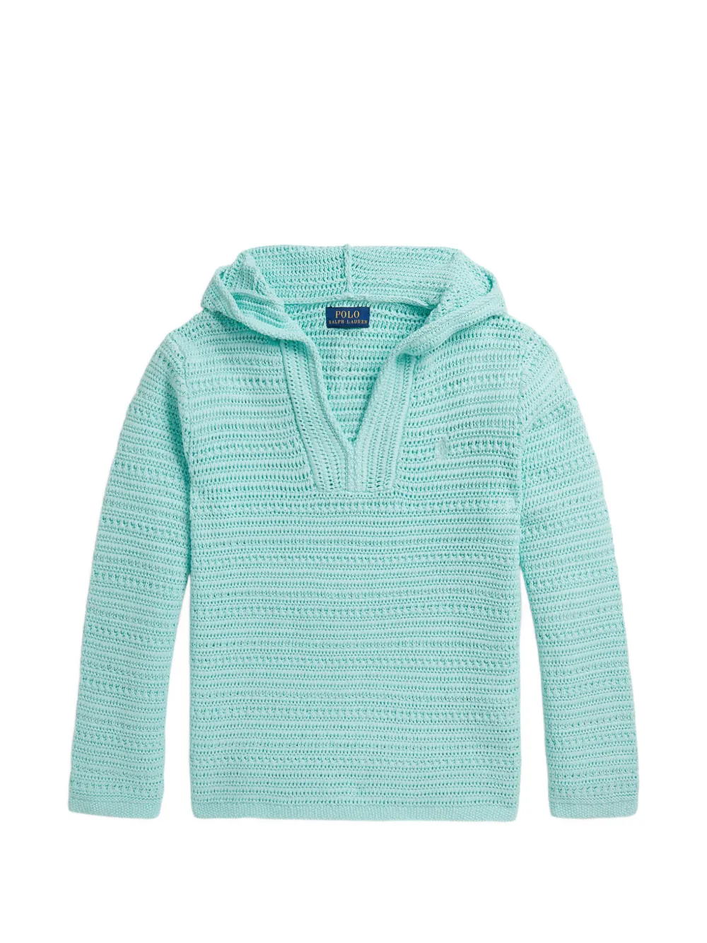 POLO RALPH LAUREN KIDS Felpa con cappuccio e finitura all'uncinetto - Blu