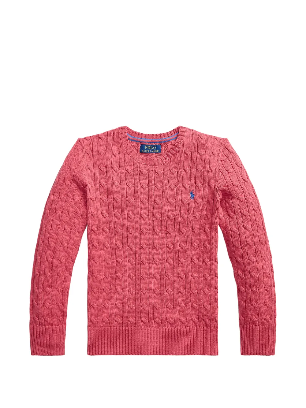 POLO RALPH LAUREN KIDS cable-knit logo-embroidered cotton sweater - Rosa