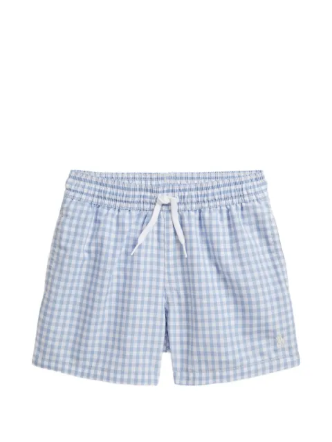 POLO RALPH LAUREN KIDS gingham embroidered swim trunk
