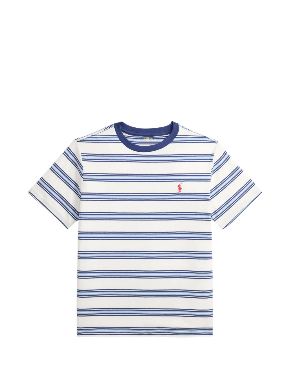POLO RALPH LAUREN KIDS T-shirt a righe con logo ricamato - Bianco