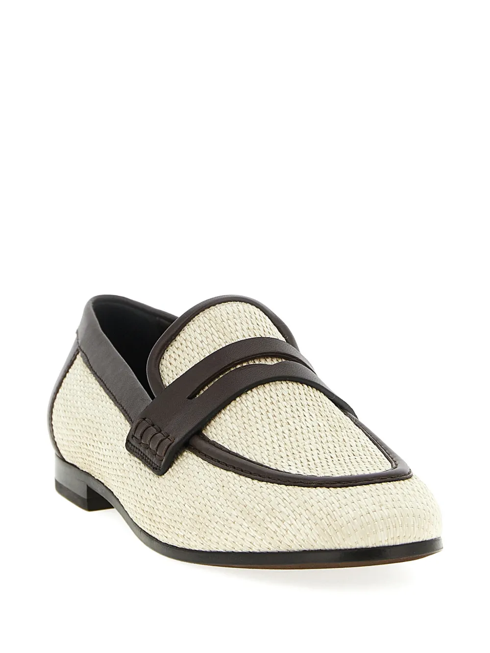 Brunello Cucinelli woven almond-toe loafers - Beige