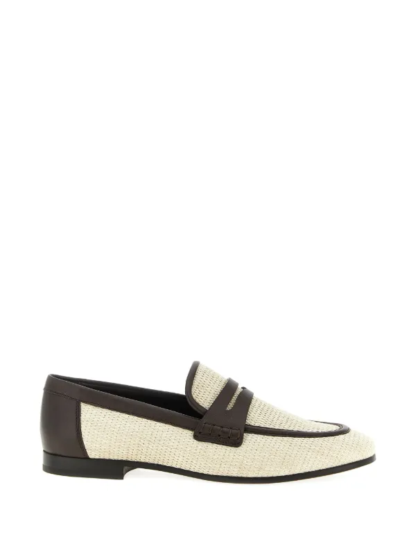 Brunello Cucinelli Woven Two-tone Loafers in Neutrals