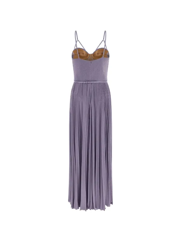 Elisabetta Franchi Pleated Maxi Dress | Purple | FARFETCH JO