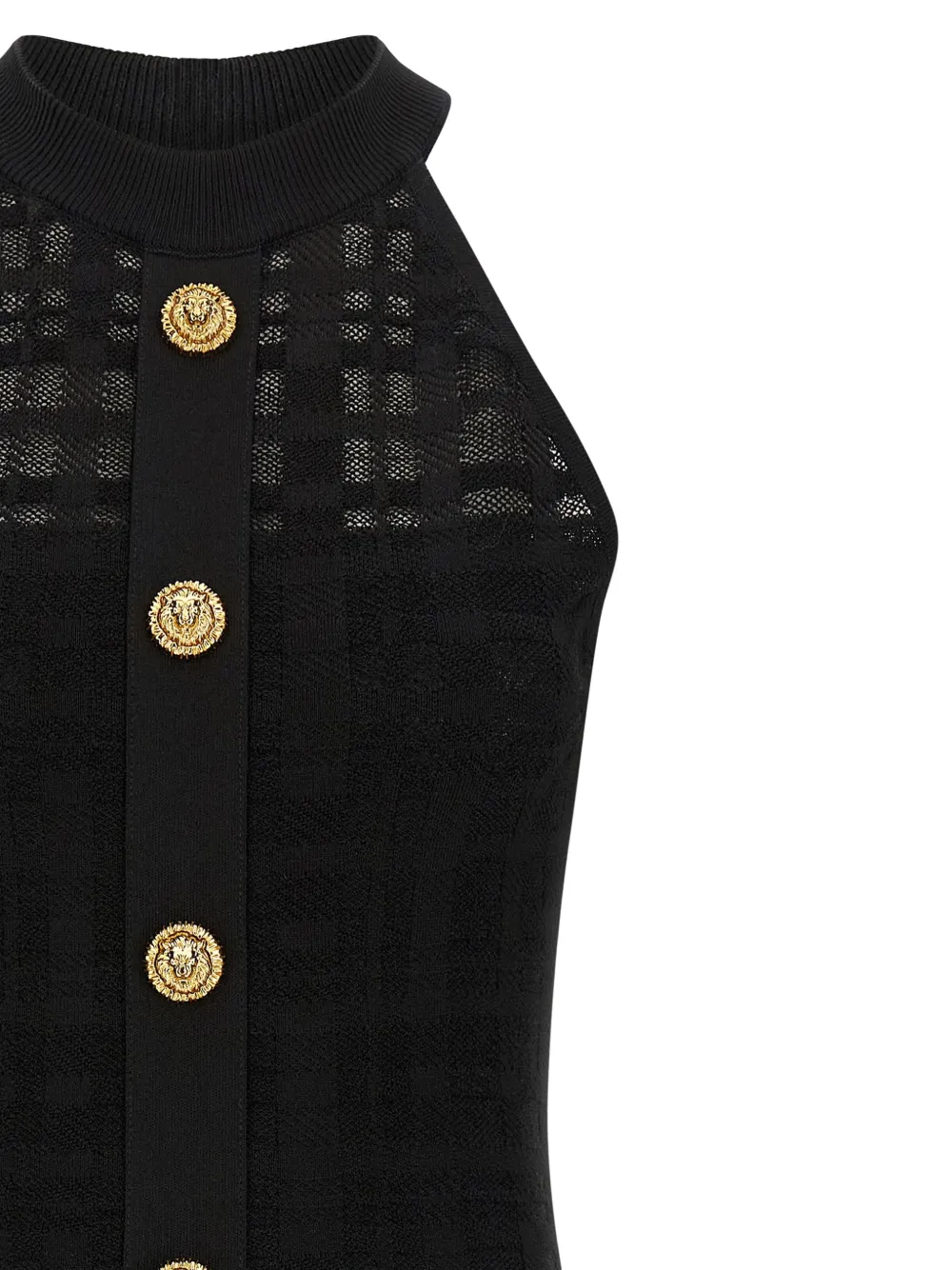 Balmain Gebreide mini-jurk met knopen Zwart
