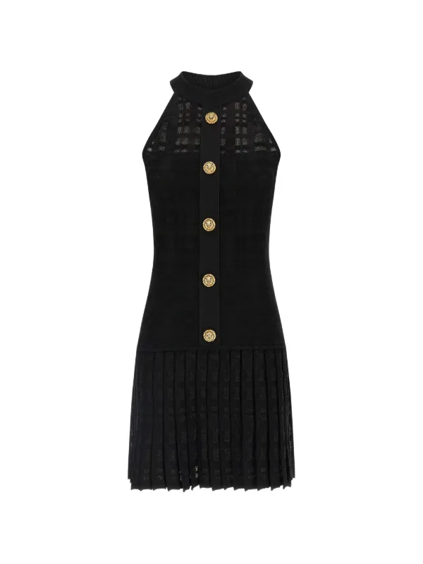 balmain black dress gold buttons Gorgeous Authentic Balmain Black Lurex Knit Gold Buttons Mid Length Dress Sz 38