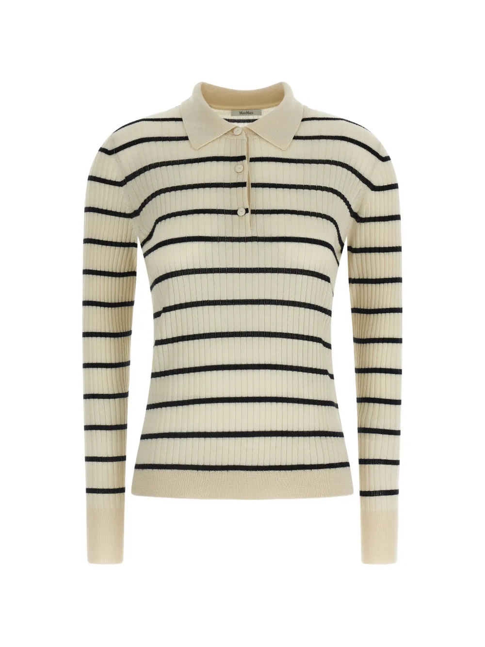Max Mara Gitano striped ribbed polo top - Toni neutri