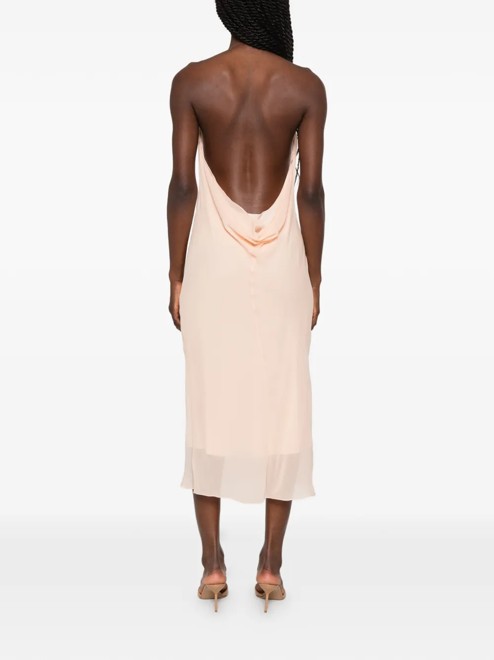 Mugler Midi-jurk met open rug en col Roze