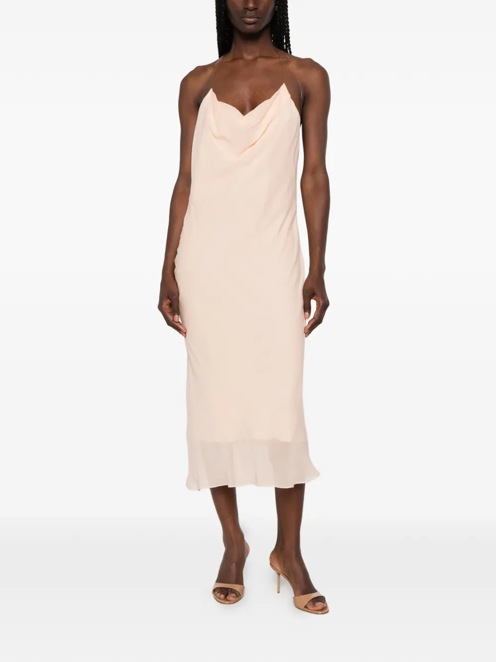 Mugler Midi-jurk met open rug en col Roze