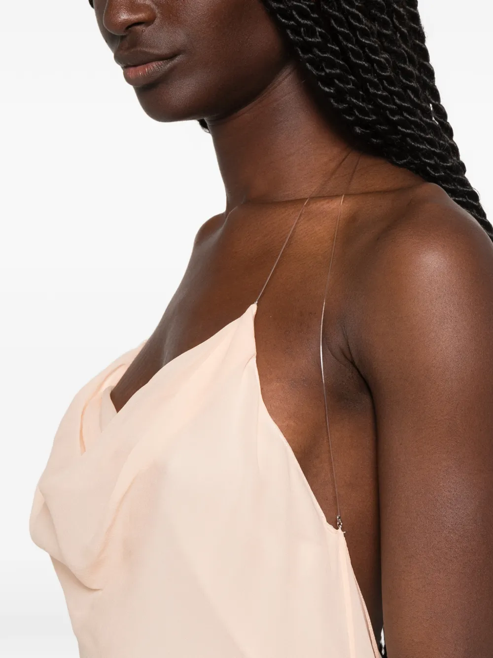 Mugler Midi-jurk met open rug en col Roze
