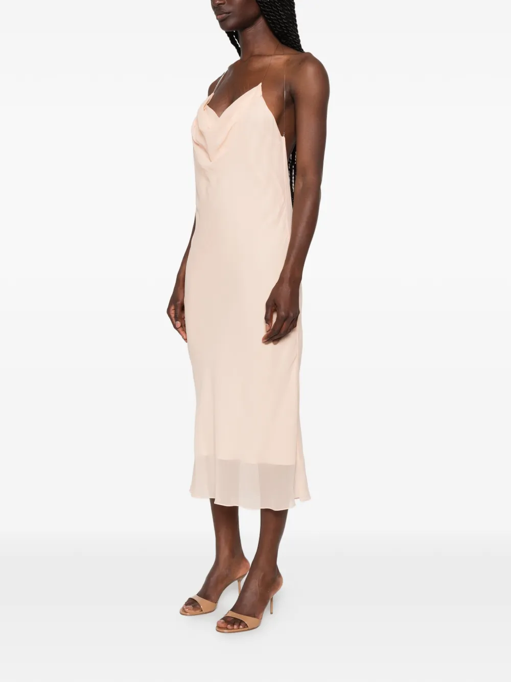 Mugler Midi-jurk met open rug en col Roze