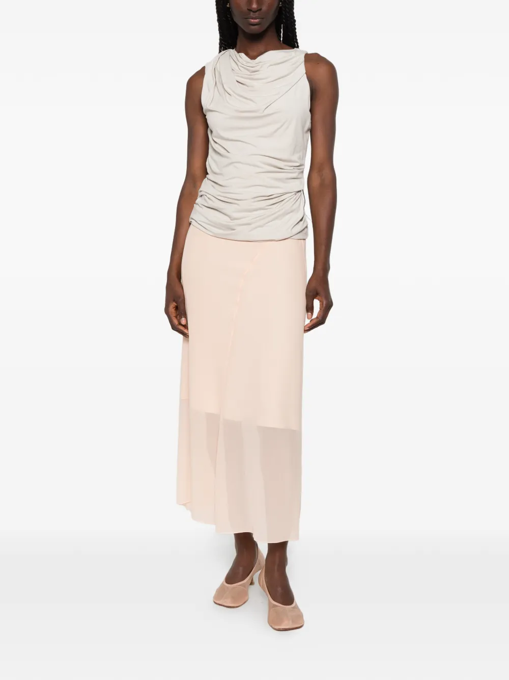 Mugler Layered Lingerie Skirt in Pink, view 2