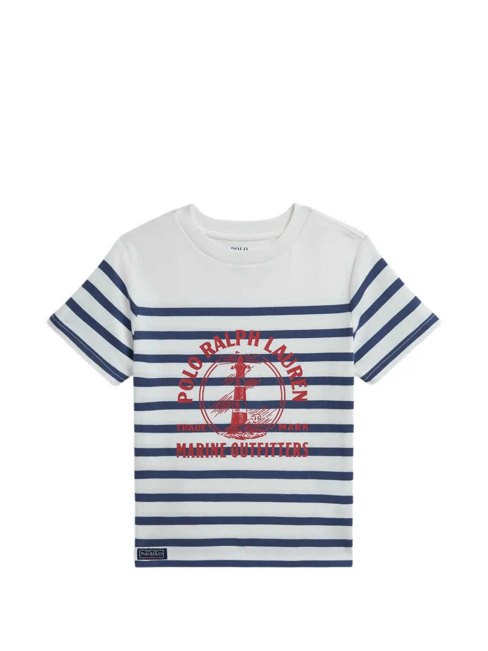 POLO RALPH LAUREN KIDS T-shirt a righe con stampa - Bianco