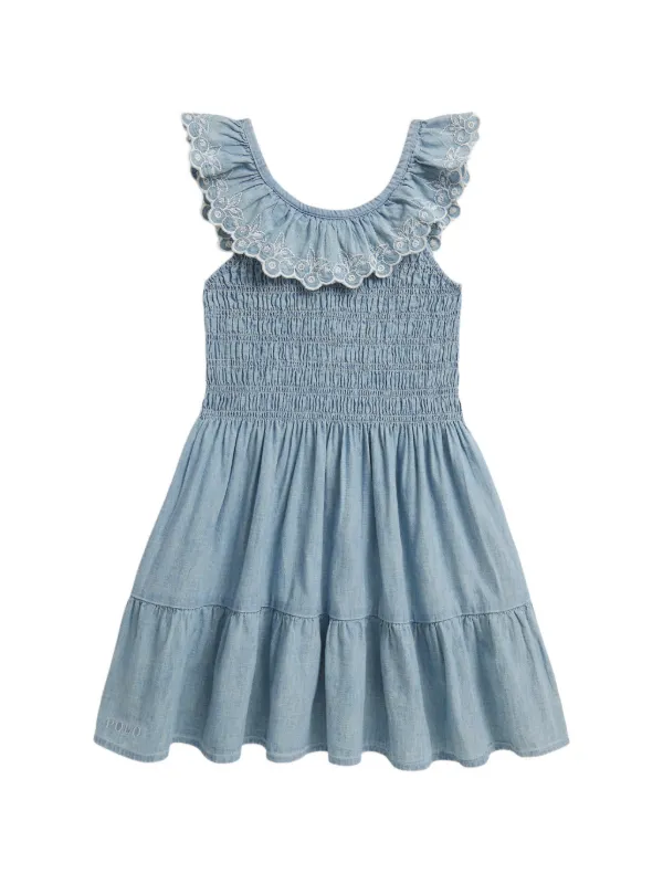 sachin and babi light blue dress Hyacinth House White Smocked Seashell Embroidery Harbor Dress White / M