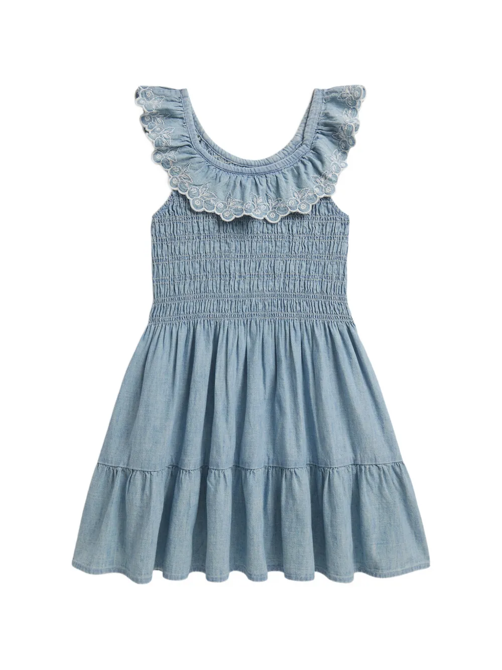 POLO RALPH LAUREN KIDS smocked blueberry-embroidered dress
