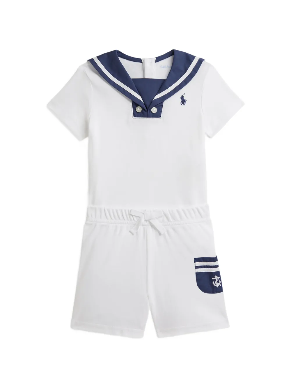 POLO RALPH LAUREN KIDS Set di 2 T-shirt e shorts con ricamo - Bianco