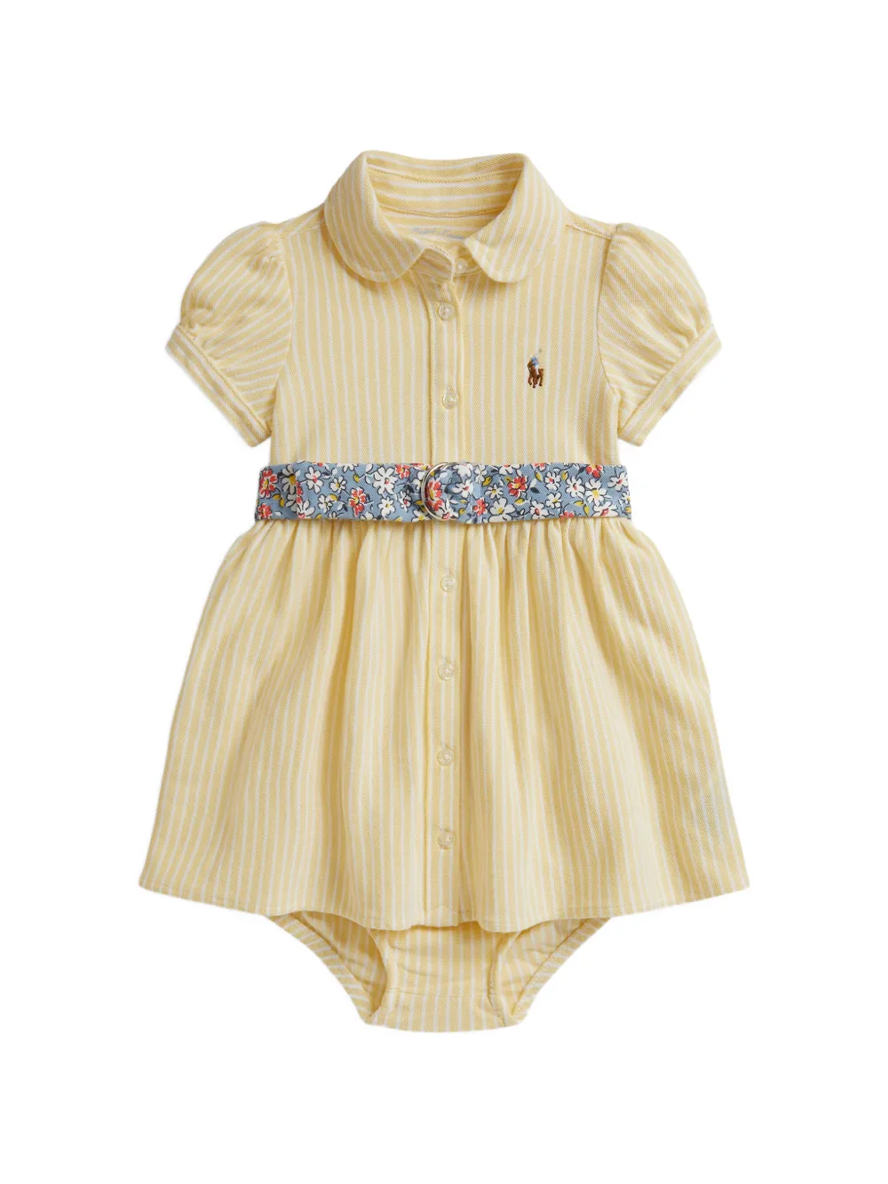 POLO RALPH LAUREN KIDS Abito stile polo a righe con cintura - Giallo