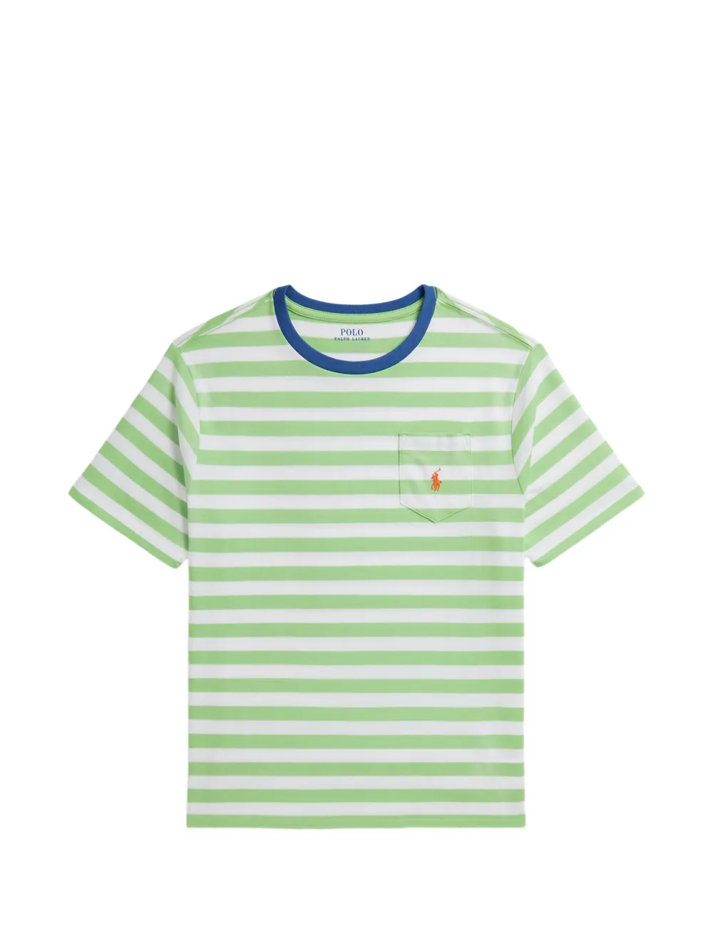 POLO RALPH LAUREN KIDS T-shirt a righe con tasca - Verde