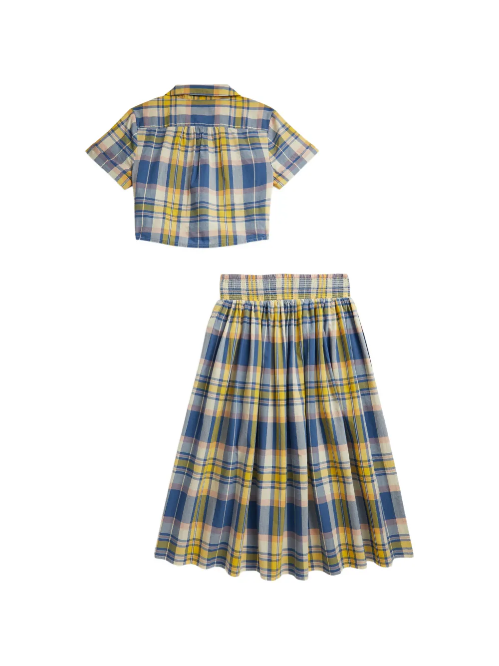  Polo Ralph Lauren Kids Tied-front Plaid Skirt Set - Blue 