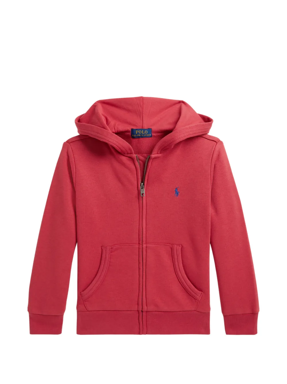POLO RALPH LAUREN KIDS Felpa con logo ricamato, zip e cappuccio - Rosso