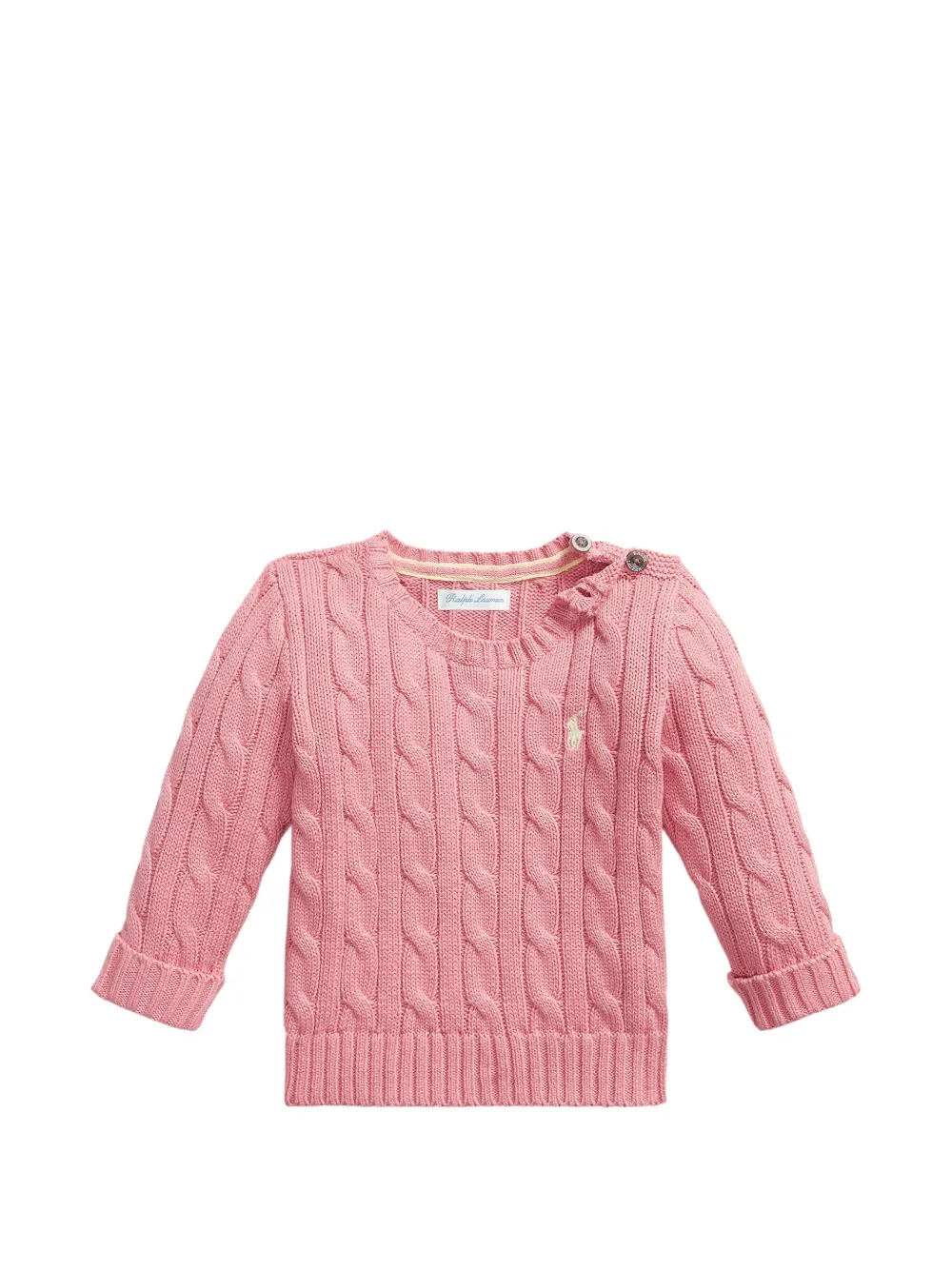 POLO RALPH LAUREN KIDS Maglione con bottoni e lavorazione a trecce - Rosa