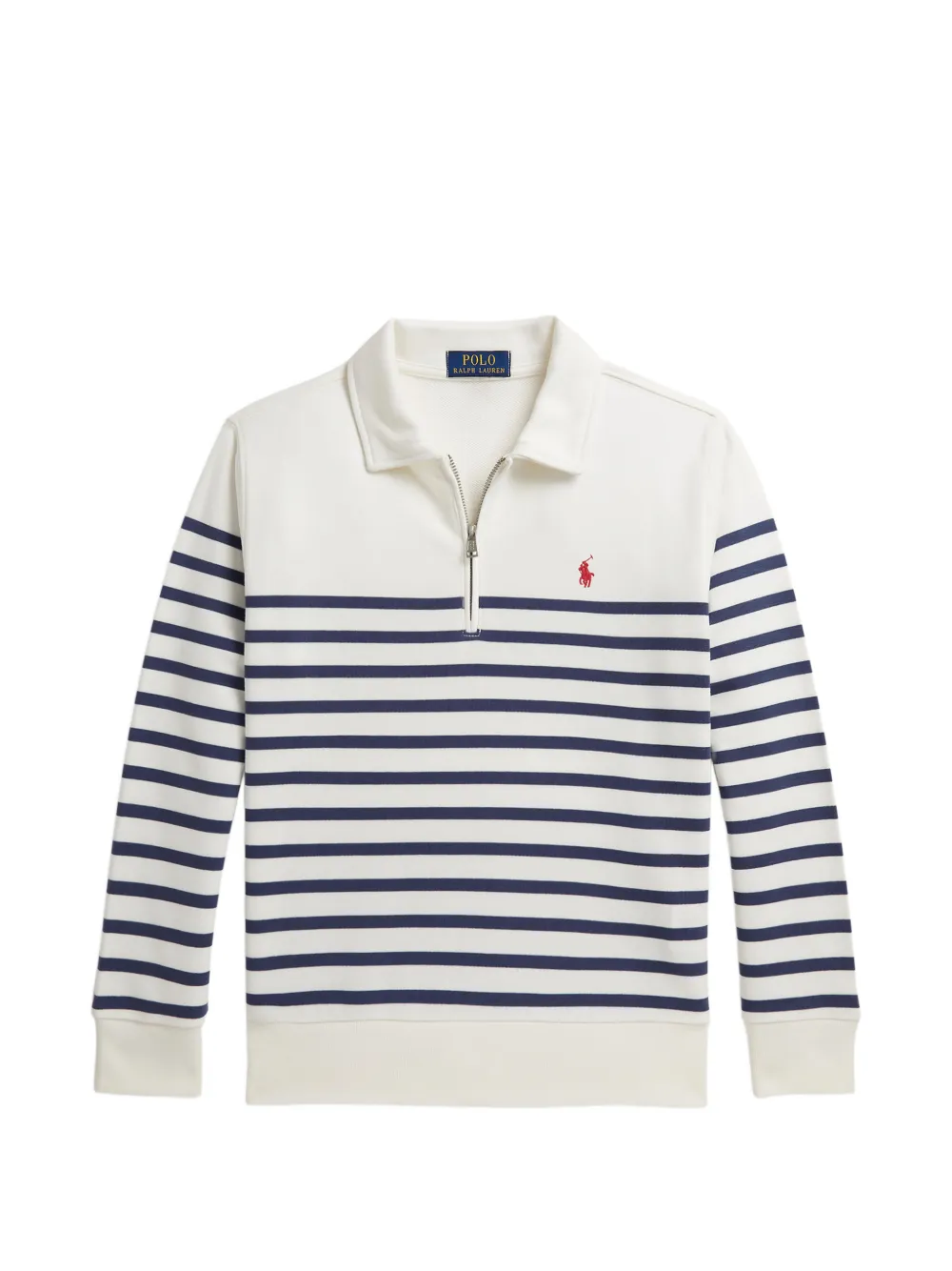 POLO RALPH LAUREN KIDS Polo a righe con zip - Bianco