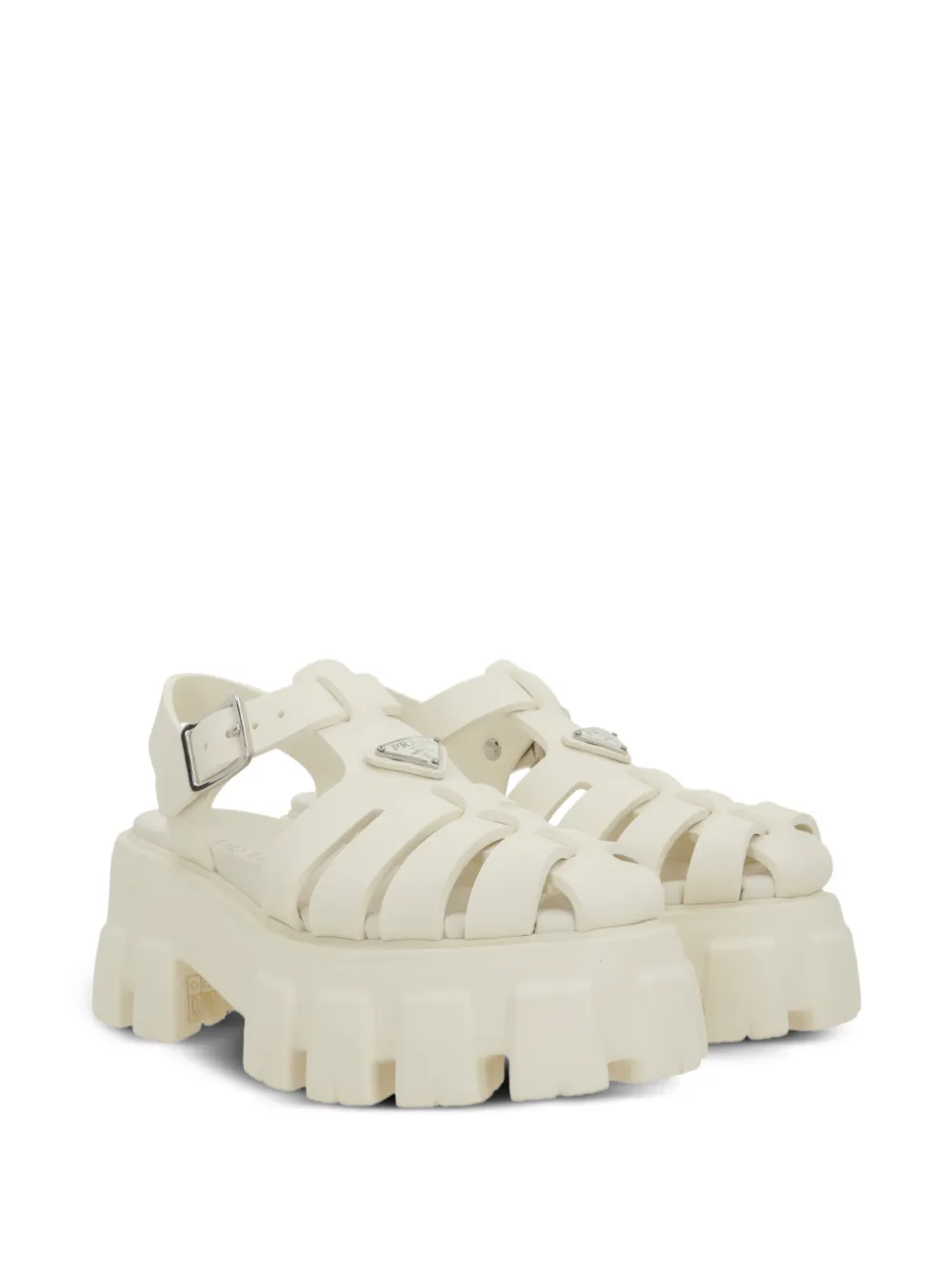 Prada Monolith sandalen met gesp Beige