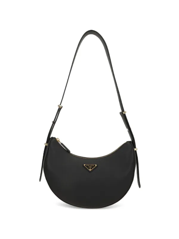 Prada Arqué Leather Shoulder Bag in Black