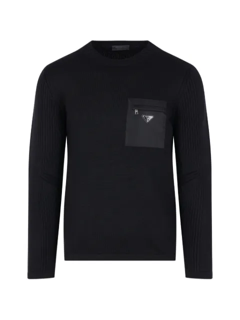 Prada logo-patch pocket sweater