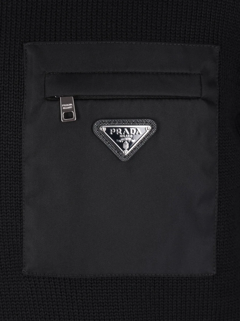  Prada Logo-patch Pocket Sweater - Black 