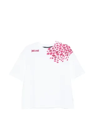 17 ジャストカヴァリ Just cavalli シャツ 豹 Tシャツ 花柄 M Just cavalli (ジャスト カヴァリ) フロントロゴ クルーネック 半袖 T