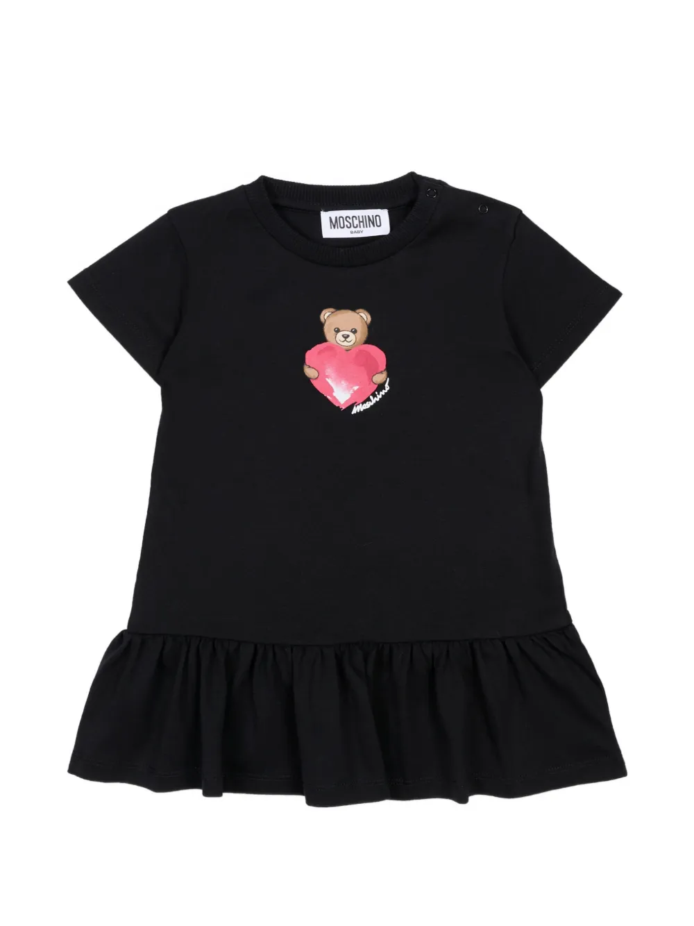 Moschino Kids logo-print ruffled dress - Schwarz