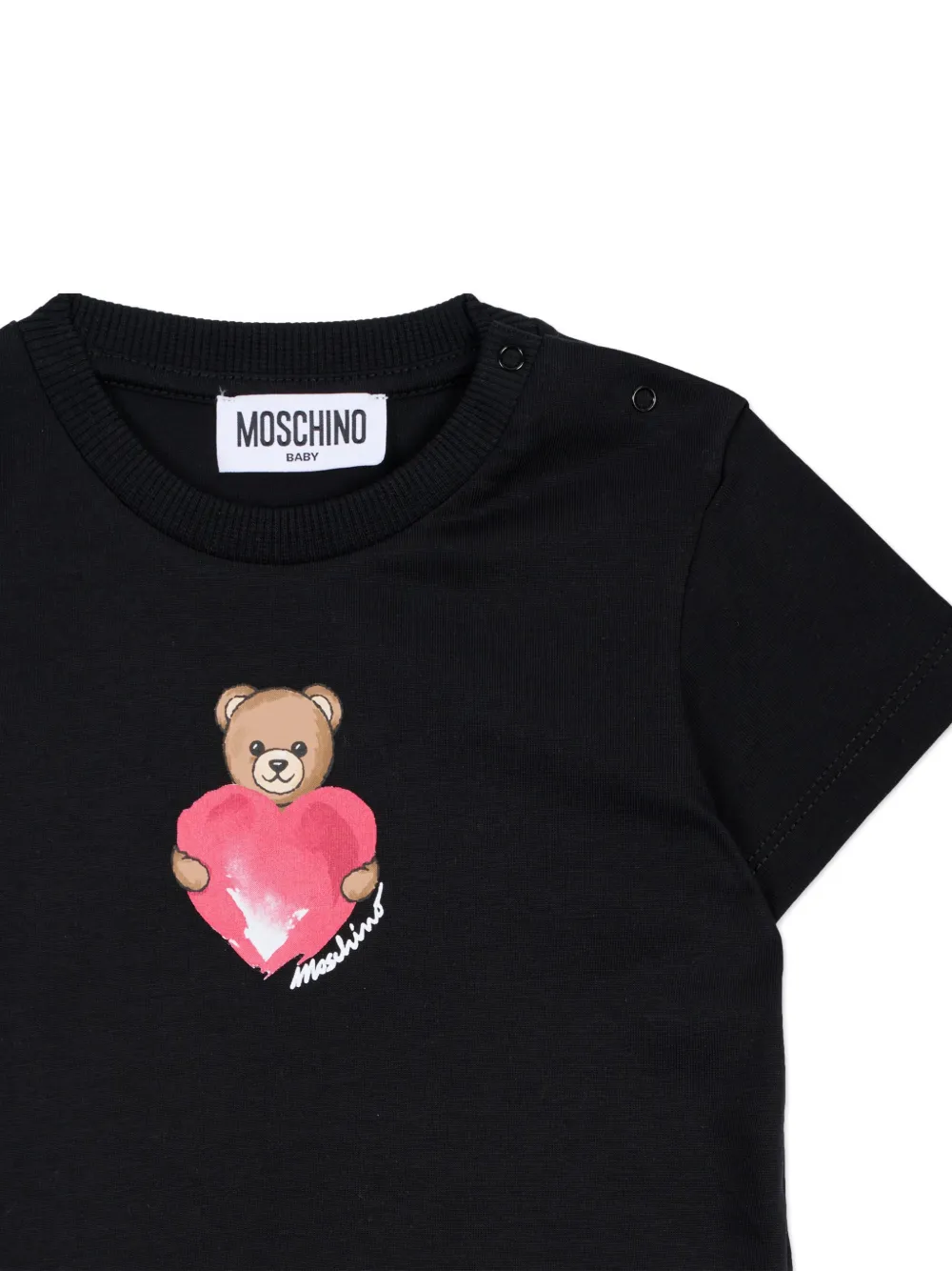 Moschino Kids Jurk met logoprint en ruches Zwart