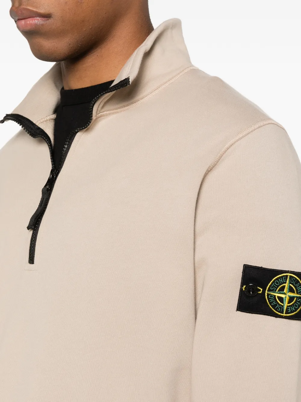 Stone Island Sweater met halve rits Beige